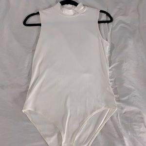 High neck white bodysuit